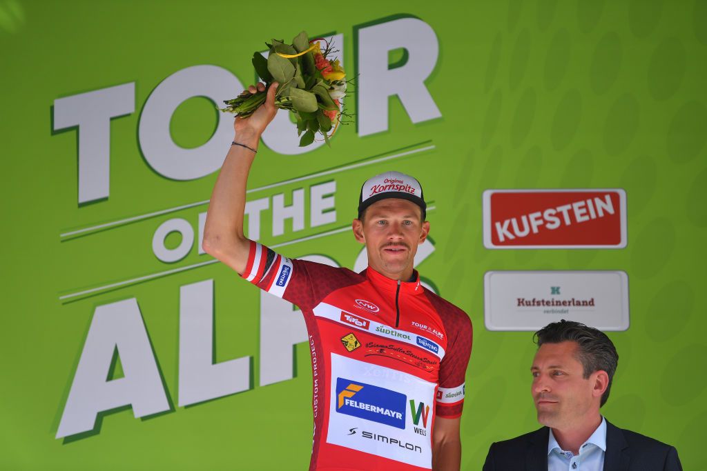 Matthias Krizek in the sprint jersey at the Tour of the Alps.