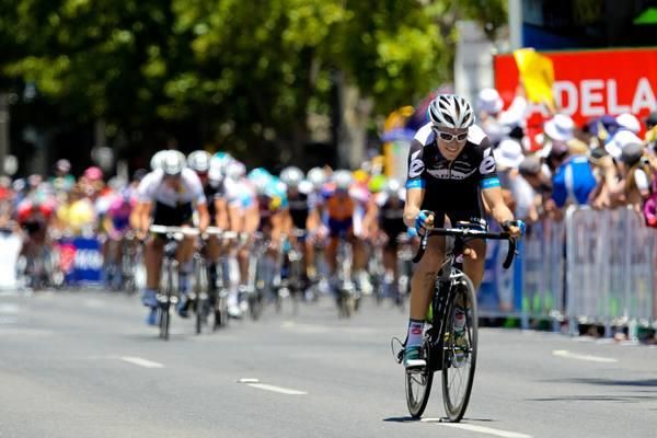 Closing in on an intermediate sprint Travis Meyer does his part for brother Cameron.