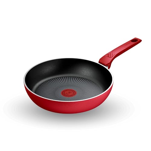 Tefal Daily Expert Red Non-Stick Frypan, 24cm, C2890402, Fixed Handle Aluminium, Titanium Non-Stick Coating, Thermo Signal Technology for Easier Cooking, Suitable for All Cooktops, Oven Safe