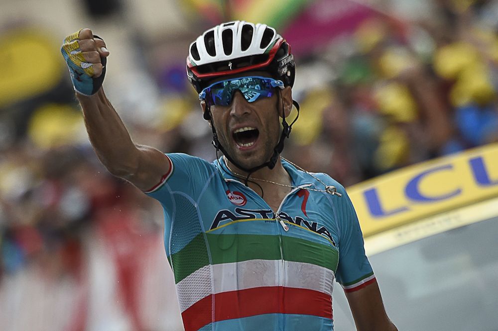 Vincenzo Nibali (Astana) wins stage 19 of the 2015 Tour de France.