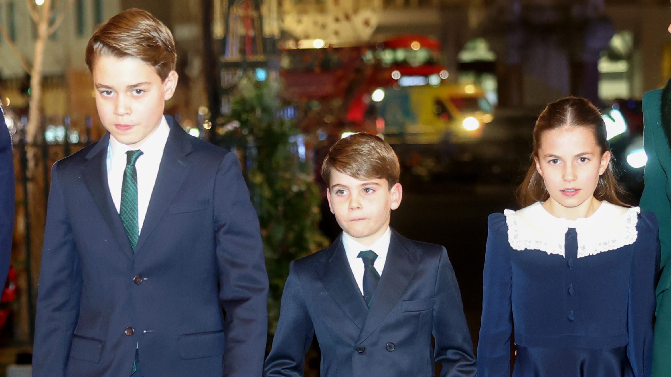 Prince George, Prince Louis and Princess Charlotte arrive to attend the 'Together At Christmas' Carol Service 2025