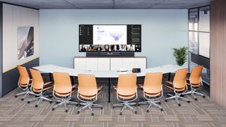 The new MAXHUB UW92NA Ultra-Wide 92-inch Display in a conference room.