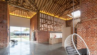 double height barn conversion with exposed beams