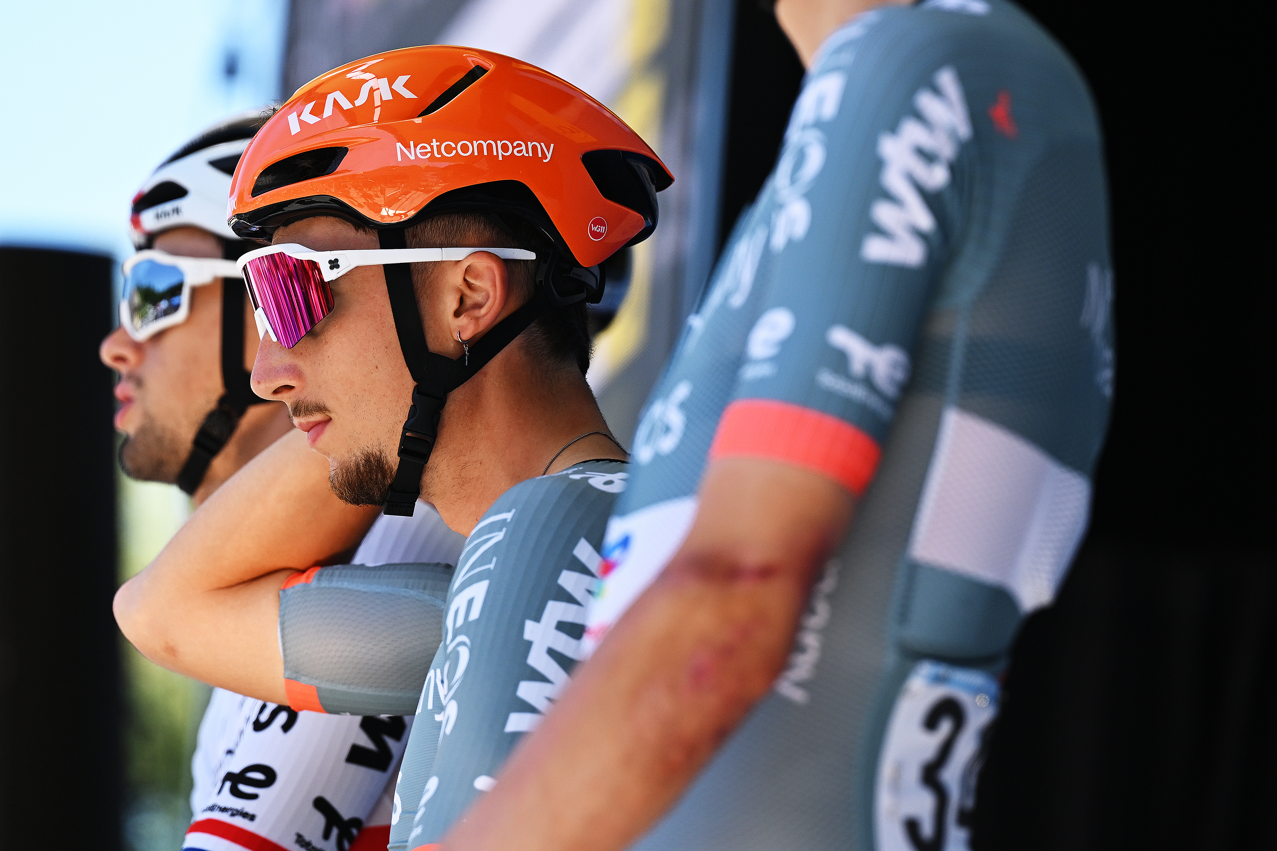 LA BRIDOIRE, FRANCE - JUNE 13: Kevin Vauquelin of France and Netcompany INEOS Cycling Team prior to the 78th Tour Auvergne-Rhone-Alpes 2026, Stage 7 a 133.6km stage from La Bridoire to Grand Colombier 1496m / #UCIWT / on June 13, 2026 in La Bridoire, France. (Photo by Dario Belingheri/Getty Images)