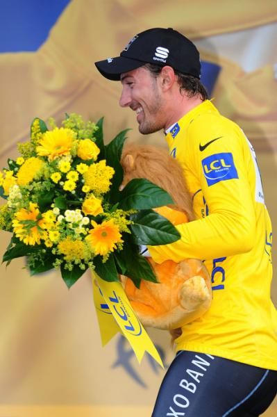 The first leader of the 97th Tour de France; Fabian Cancellara