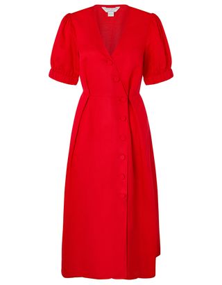 Monsoon Hope textured tiered midi dress red