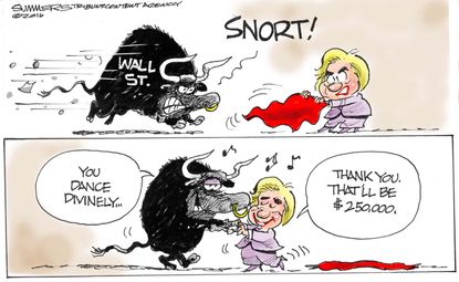 Political cartoon U.S. Clinton and Wall Street