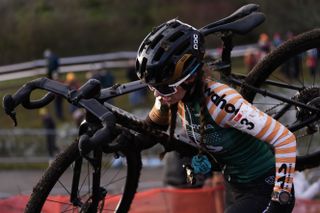 Xan Crees competing at the cyclo-cross national championships