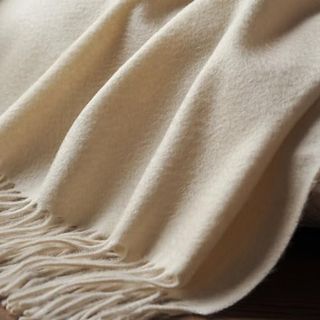 Ep Mode 100% Pure Cashmere Throw Blanket for Sofa, Classic Design With Gift Box (whisper White)