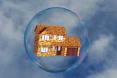 A house floating in a bubble