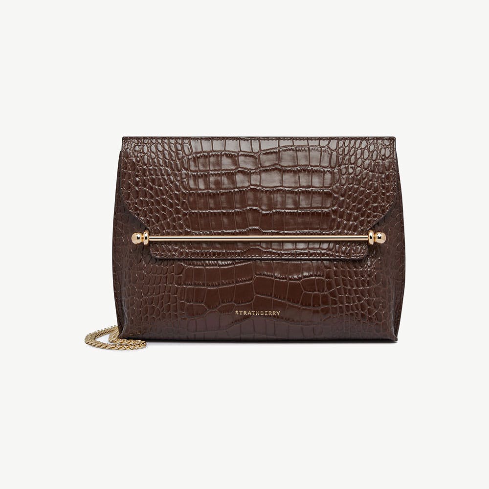 Stylist - Croc-Embossed Leather Chocolate