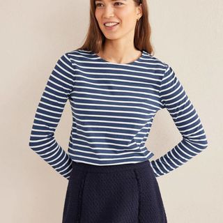 Blue and white striped top