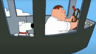 Peter and Brian Griffin in a blimp on Family Guy