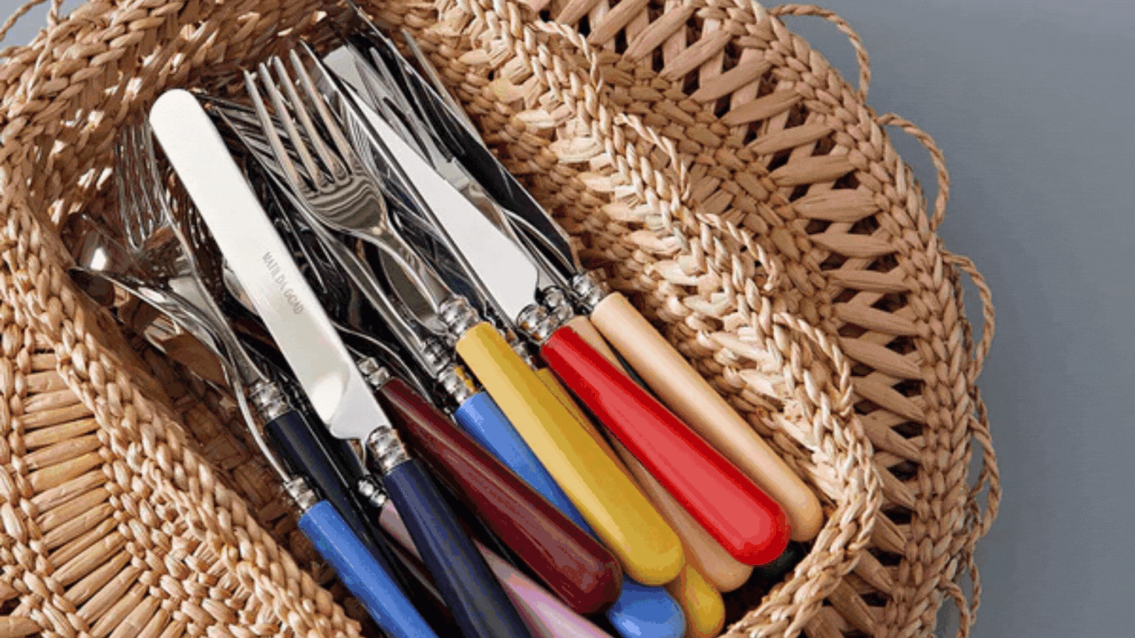gif of close ups of colorful cutlery