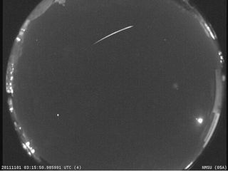 A still image of a North Taurid meteor that was captured at New Mexico State University.