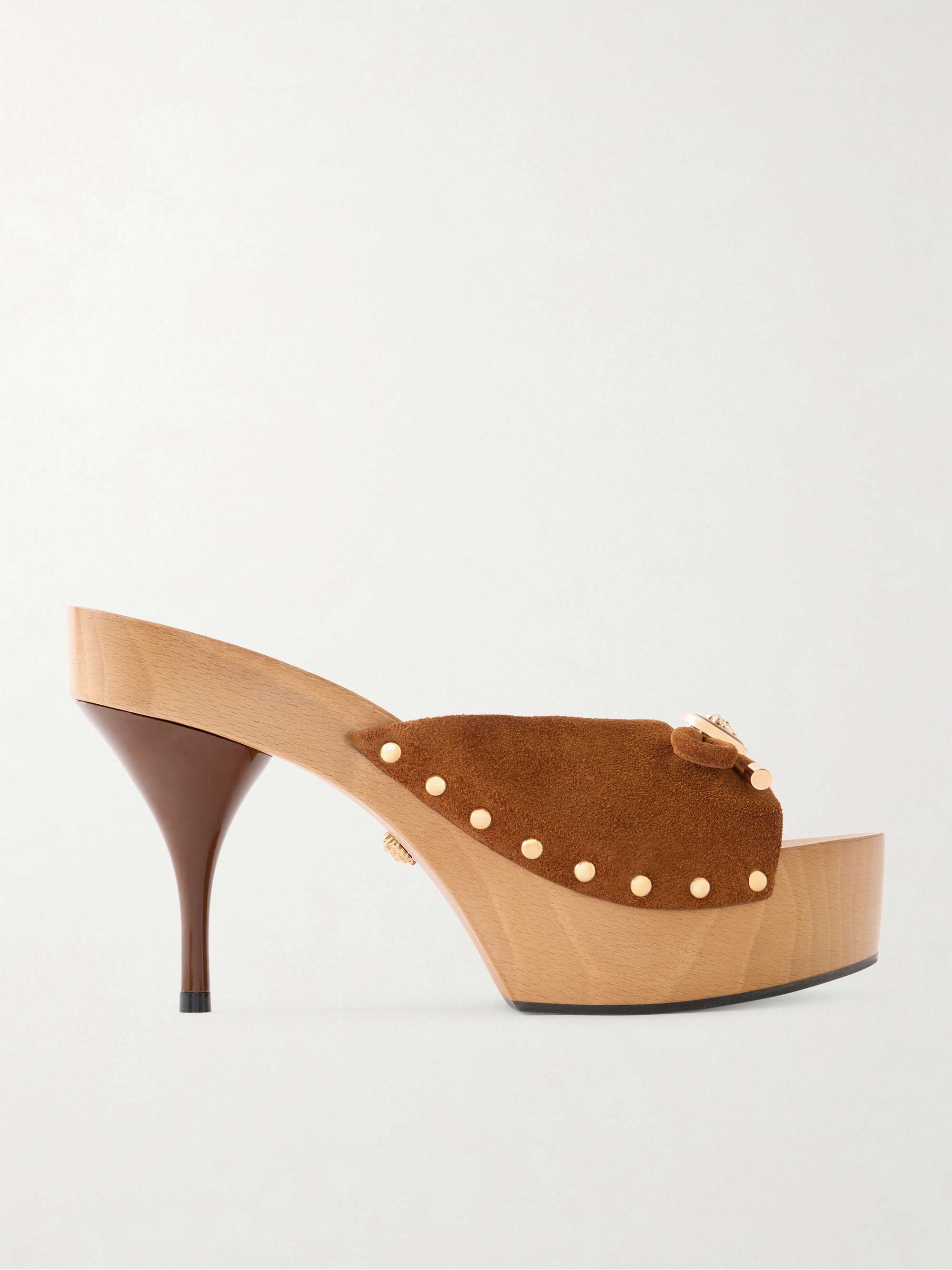 Opera Bow Embellished Suede Clogs