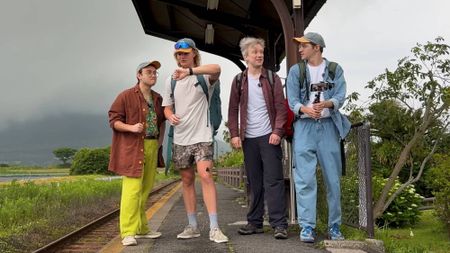 (L-R) Ben Doyle, Sam Denby, Tom Scott and Adam Chase in "Jet Lag: The Game" season 19, "Japanorama" 