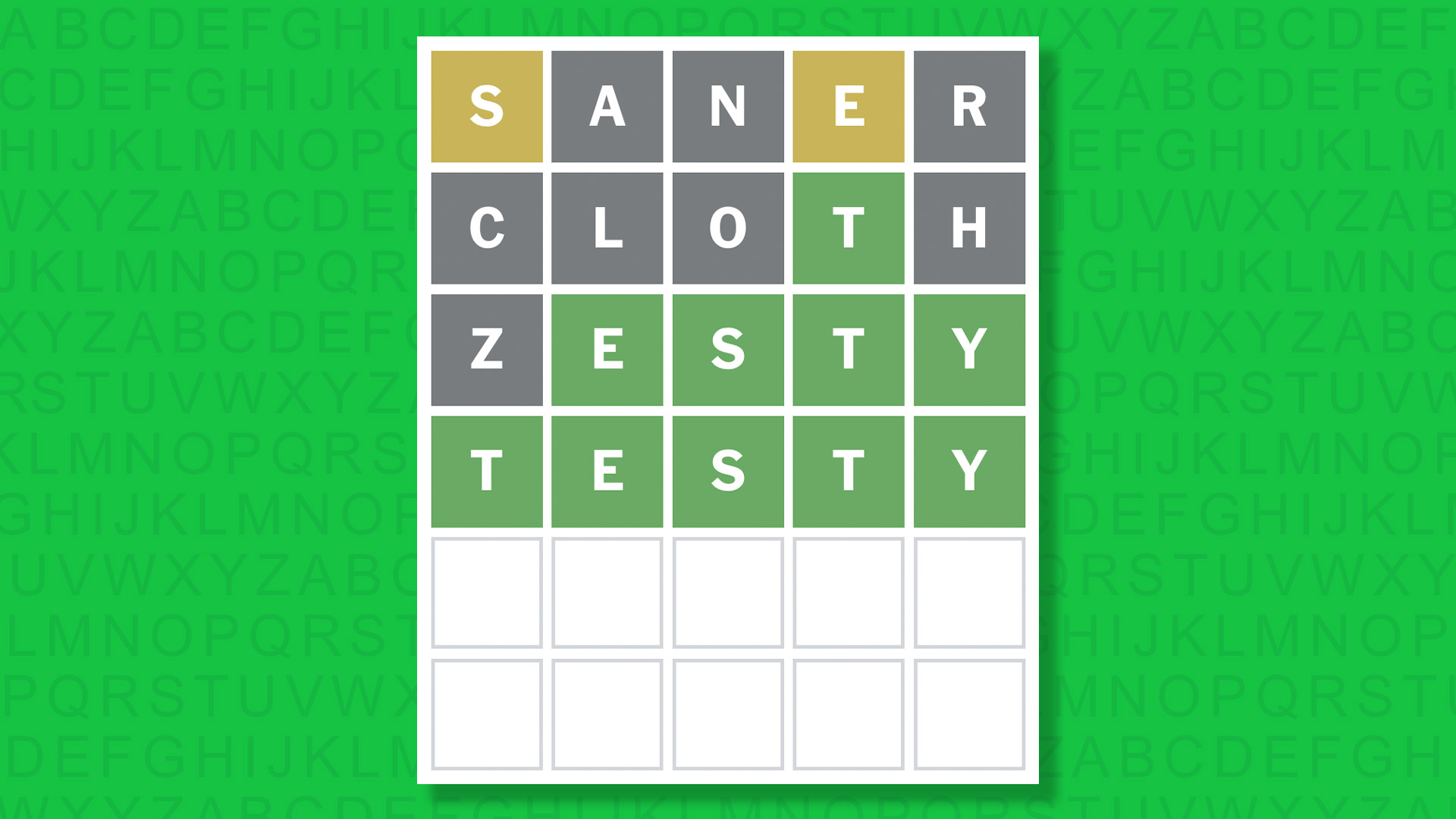 NYT Wordle answer for game 1818 on a green background
