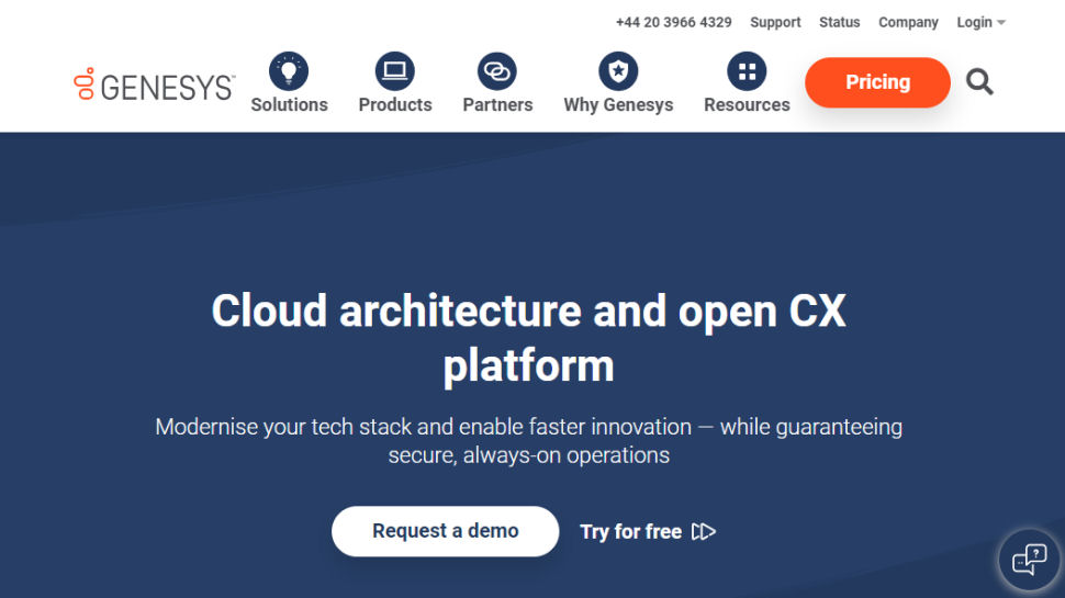 Genesys Cloud website screenshot.