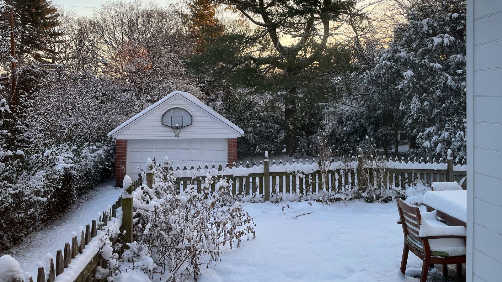 A snowy winter neighborhood