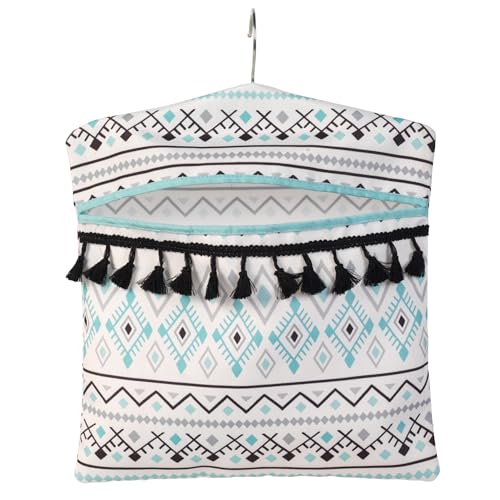 Beldray Aztec Peg Bag &amp;ndash; Washing Line Hanger, Pegs Storage Sack, Holds Up to 50 Pegs, Clothespin Holder Pouch, Reusable Hanging Bag for Laundry Lines, Multicoloured Retro Pattern