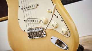 This blonde Strat dates to early 1970, by which point the finish was often barely transparent. Such blondes are often confused with the (opaque) Olympic White