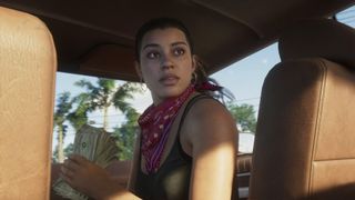 Grand Theft Auto 6 screenshot showing protagonist Lucia in a car