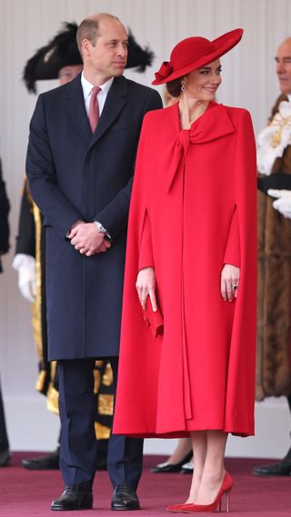 Prince William, Prince of Wales and Catherine, Princess of Wales attend a ceremonial welcome for The President and the First Lady of the Republic of Korea
