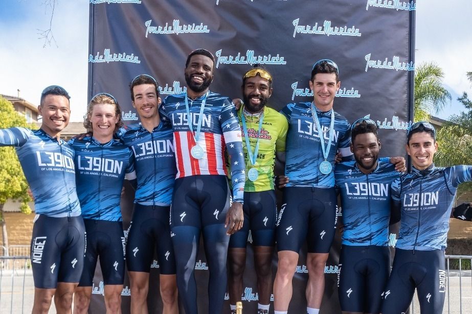 The L39ion of Los Angeles team at Tour de Murrieta: Isaiah Oliver, Lance Haidet, Justin Williams, Cory Williams, Tyler Williams, Dante Young, Eder Frayre