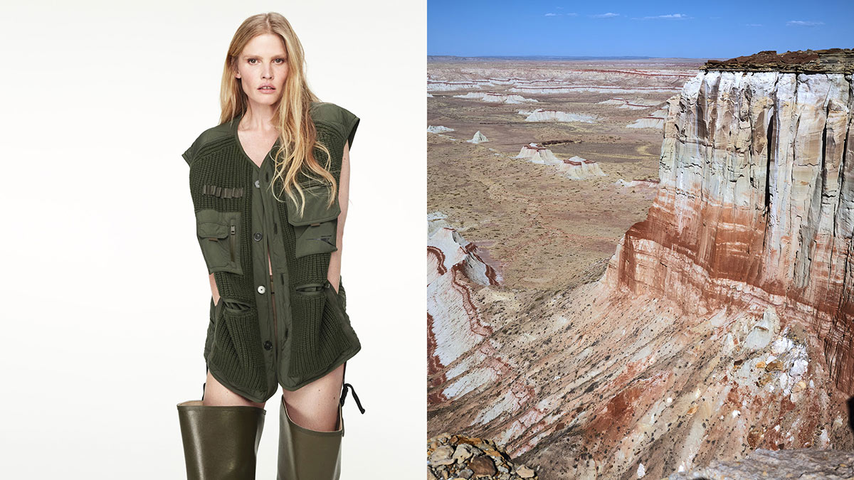 Lara Stone wearing Canada Goose