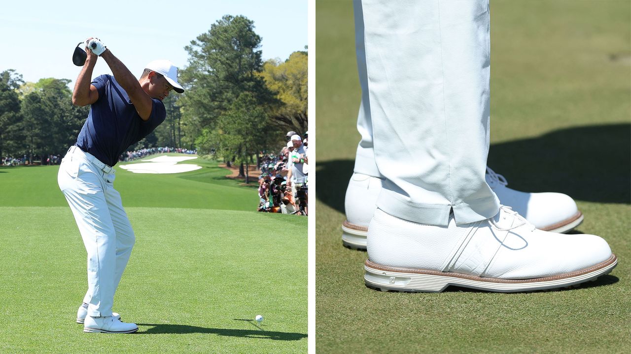 Tiger Woods pictured hitting a drive