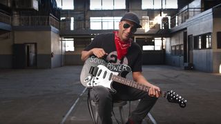 Tom Morello with his Fender signature Soul Power Stratocaster