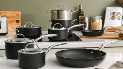 ProCook saucepan set in a kitchen 