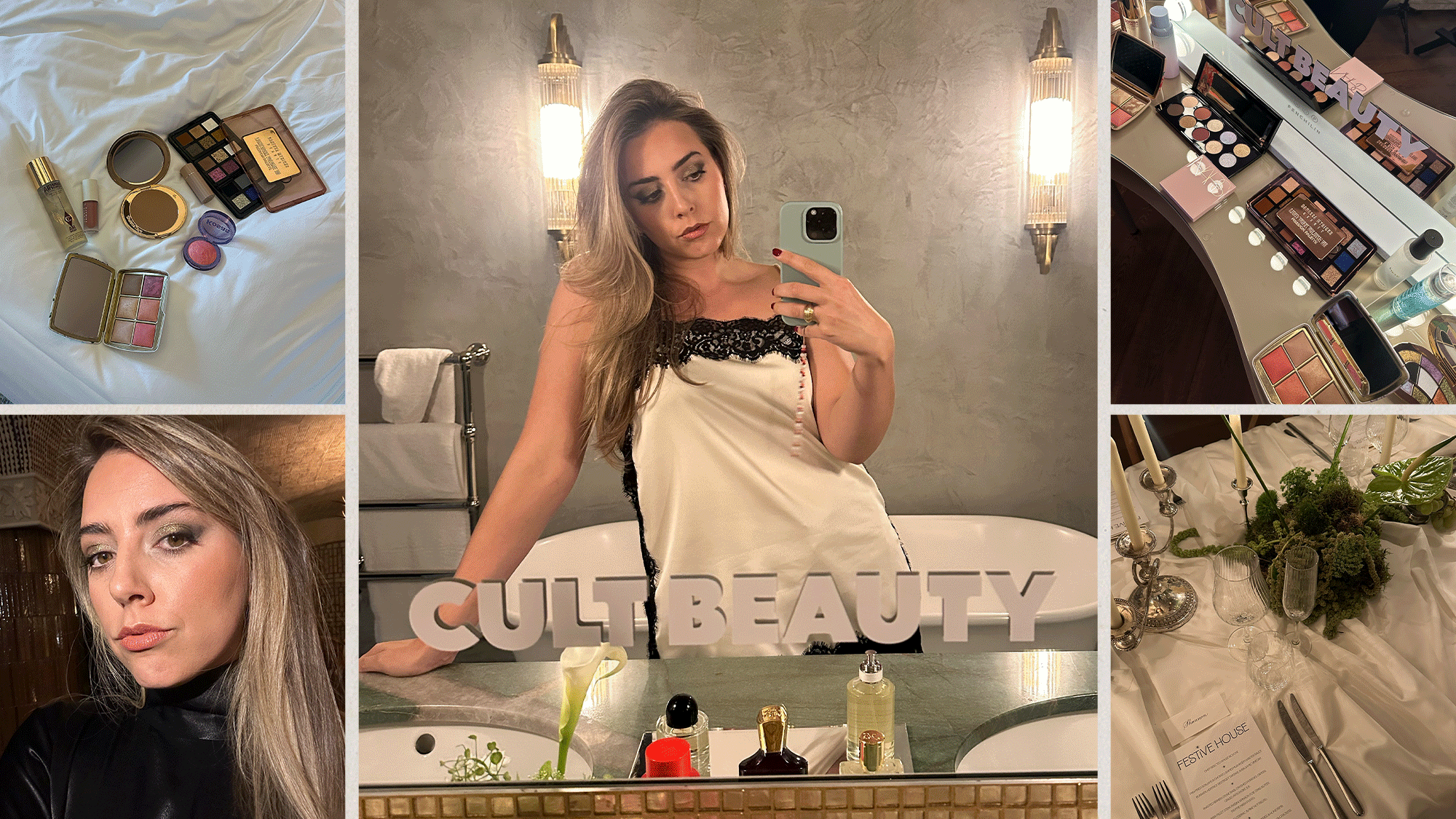 Shannon Lawlor at WWW Festive House trying Cult Beauty Products