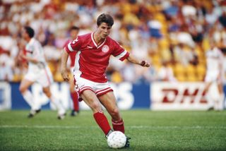 Brian Laudrup in action for Denmark circa 1990.