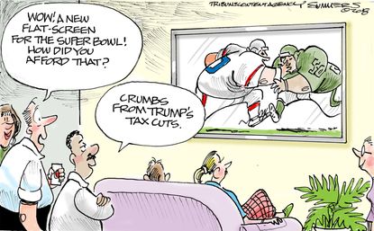 
Political cartoon U.S. IRS bonuses