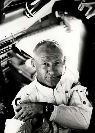 Buzz Aldrin, inside the Eagle module