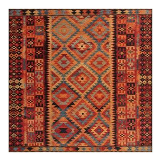 A kilim patterned rug