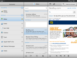Email App: Three Panel View