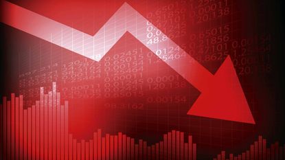 stock market chart red arrow down