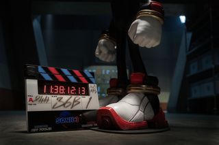 Official teaser image for Sonic the Hedgehog 3 courtesy of director Jeff Fowler, showing the recognizable feet of Shadow the Hedgehog.
