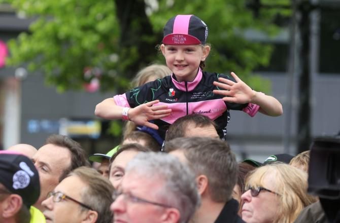 A young fan enjoys the team presentation