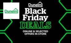 Dunelm logo placed over a graphic image of dunlem promoting black friday