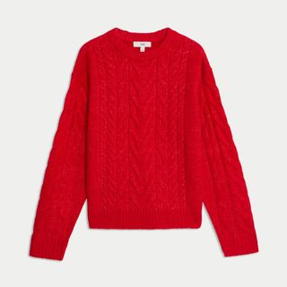 M&S Red Cable Knit Jumper