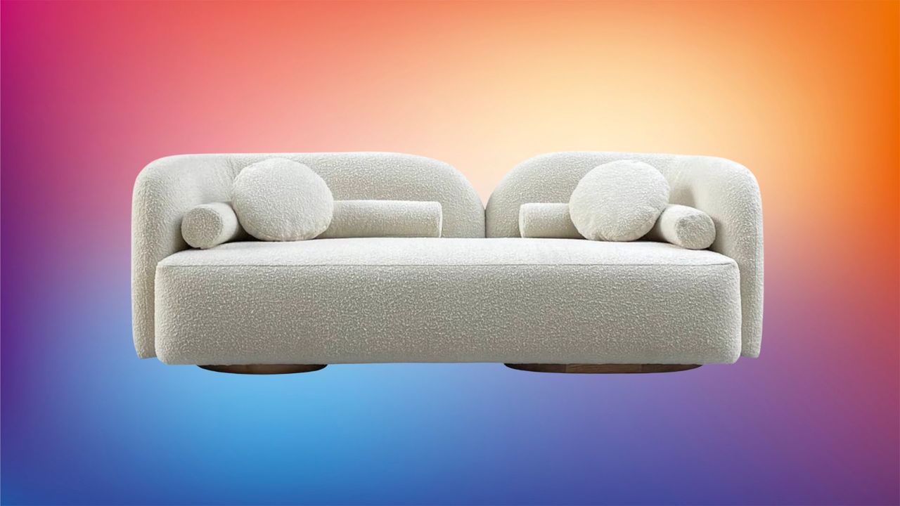 white boucle sofa