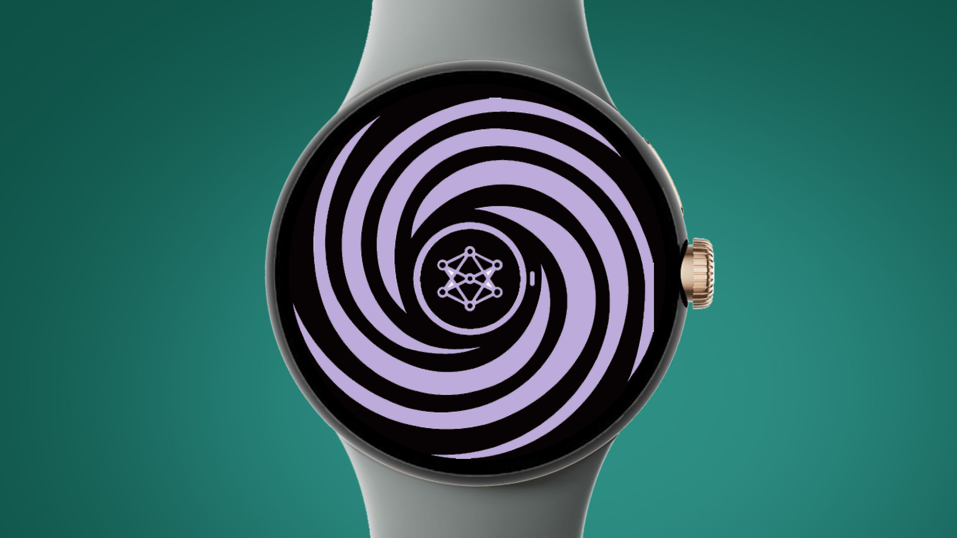 A Google Pixel Watch showing the logo of the WearGPT app