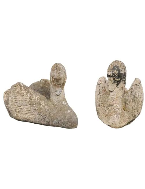 Pair of Stone Swan Planters