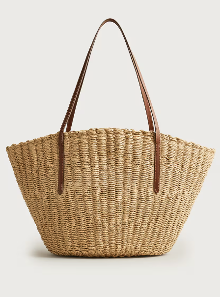 J.Crew, Como Woven Straw Tote in Stripe