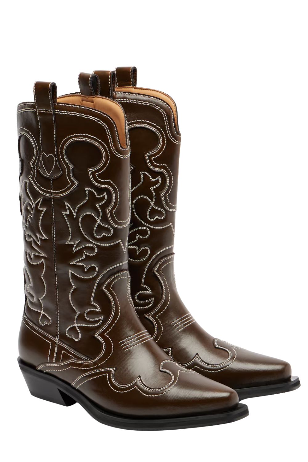 Ganni Mid Shaft embroidered cowboy boots