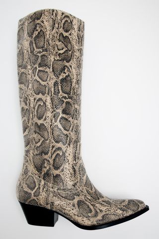Zara , Animal Print Cowboy Boots